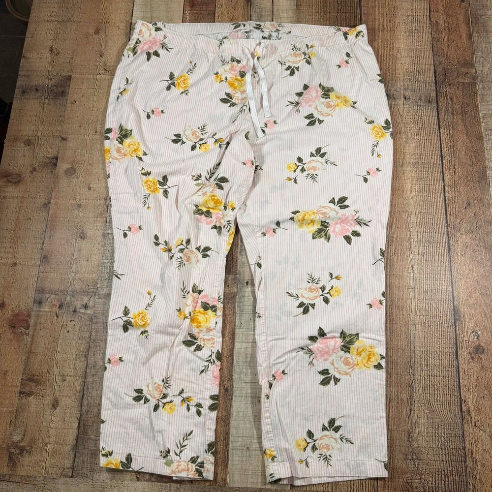 Old Navy Floral Stripe Pants XXL Floral Cottagecore Lounge Cotton Shabby Chic